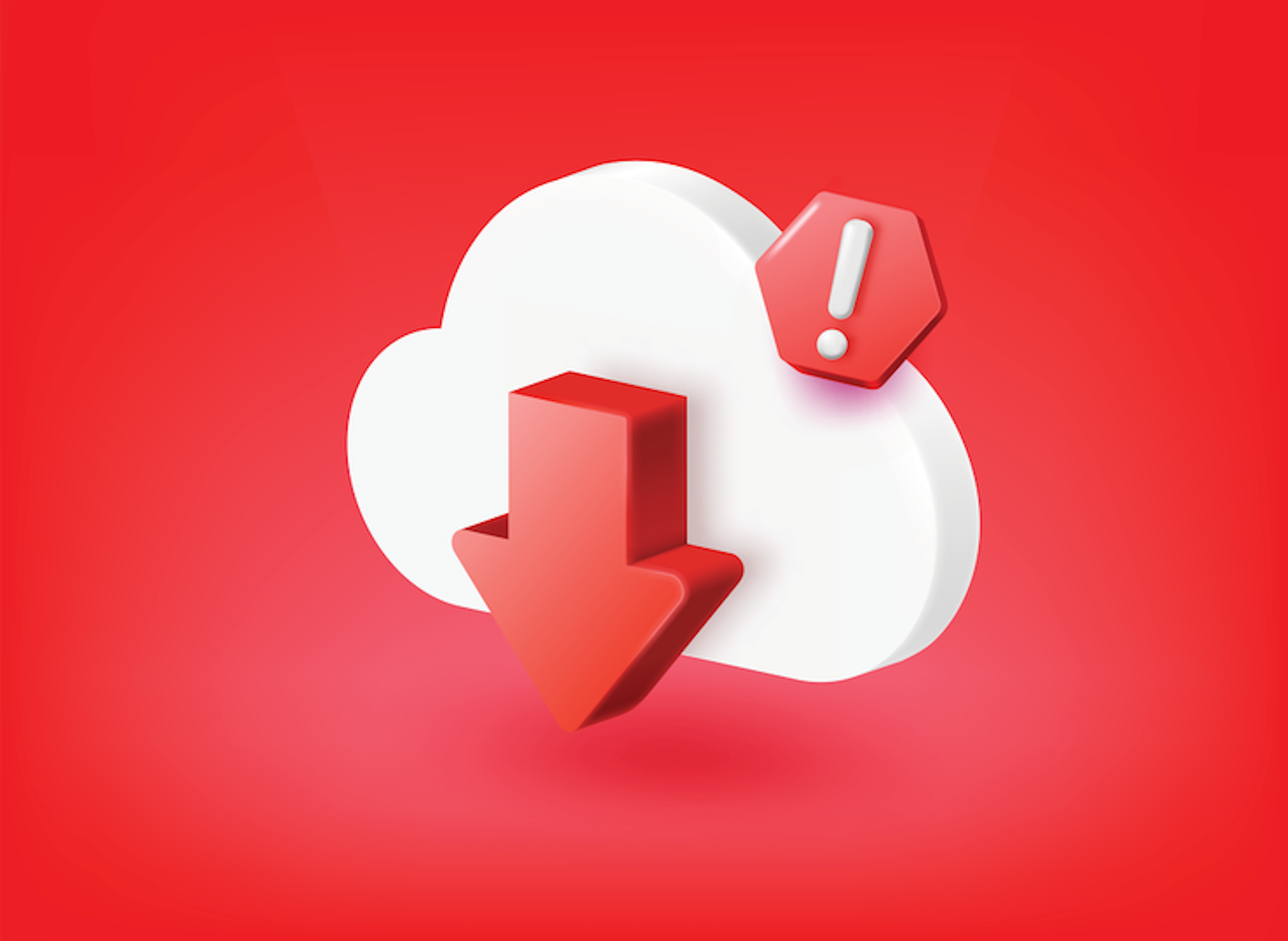 3D model of a cloud on red background with error message