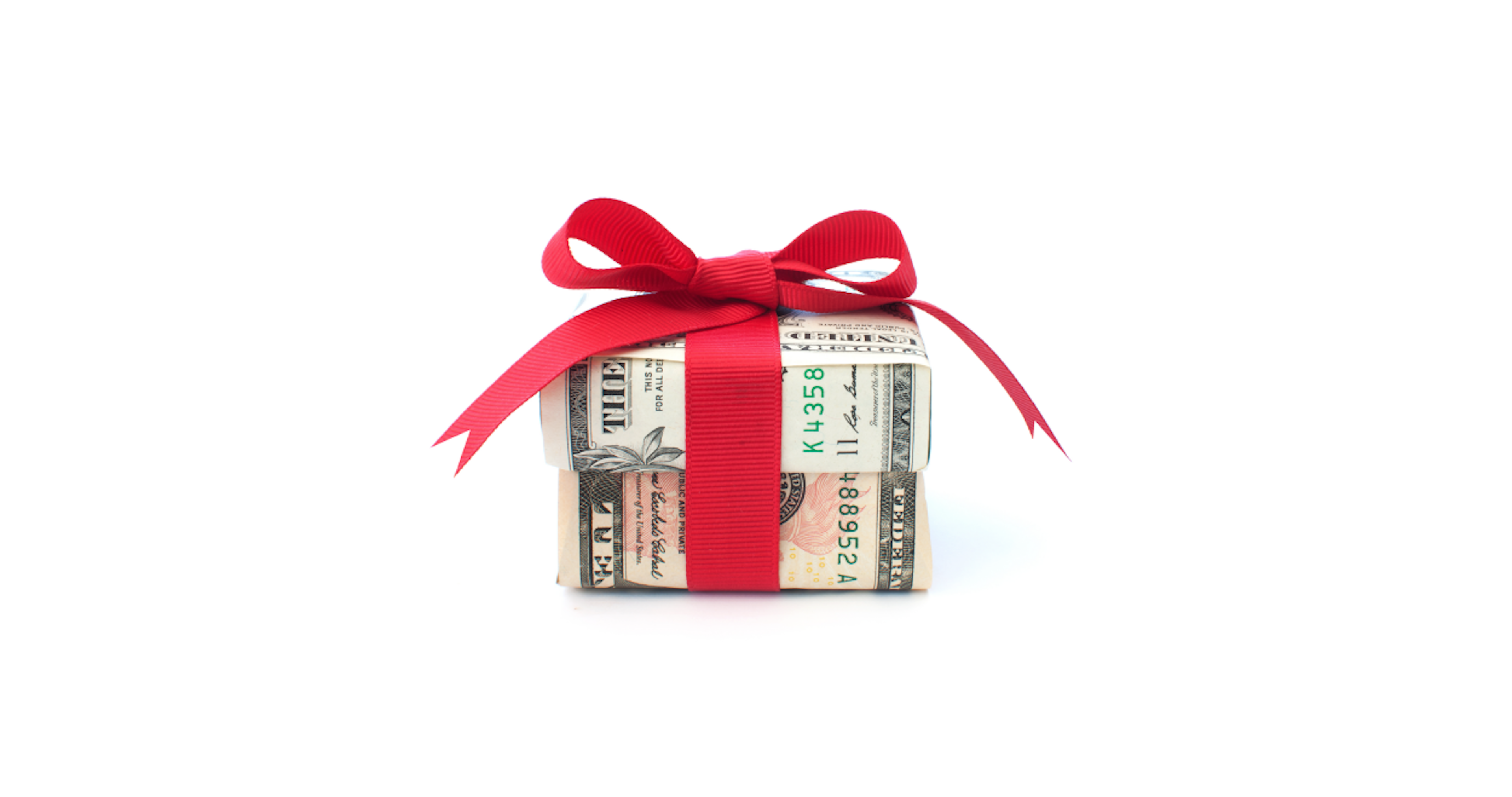 money wrapped in a red bow